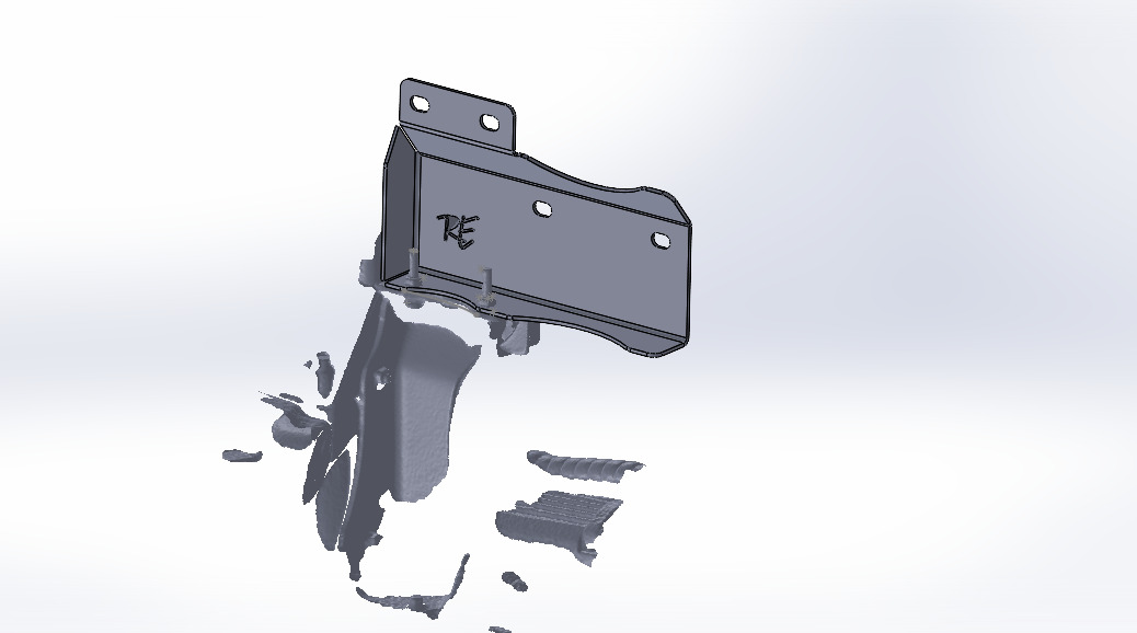 Landcruiser 80 Series Fuel Filter & Power Steering Pump Reservoir Bracket CAD view 2